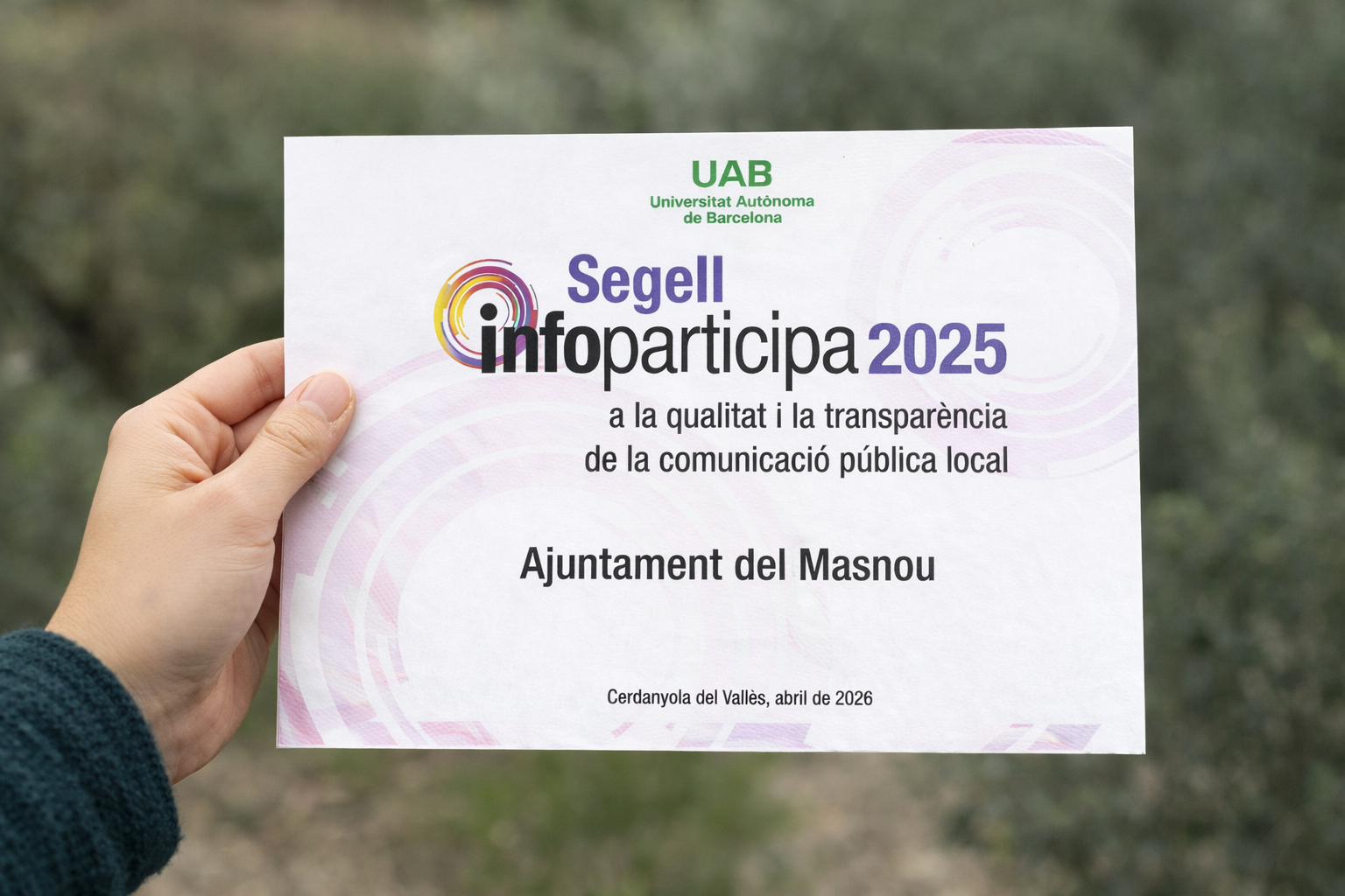L'Ajuntament revalida el Segell Infoparticipa a la transpar&egrave;ncia informativa