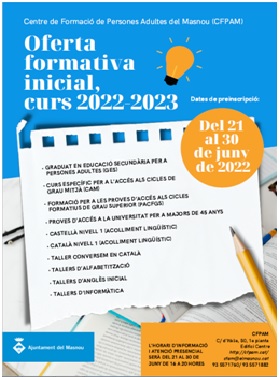 Preinscripció al CFPAM, curs 2022-2023