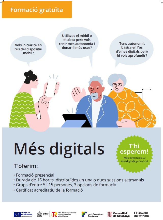 Canvi Punt d'informació Més digitals. Cursos gratuïts en comptències digitals