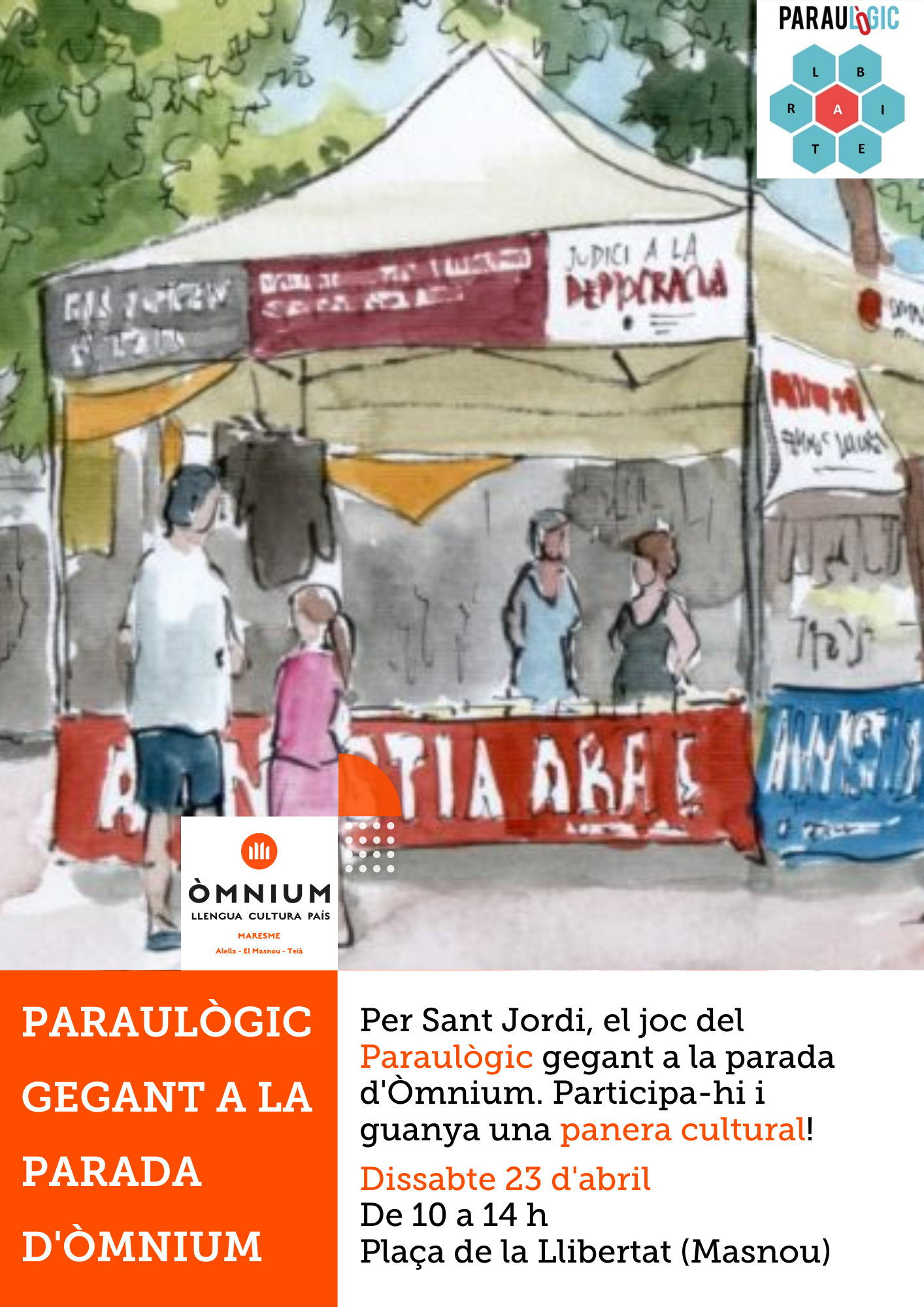 Per Sant Jordi, el joc gegant del Paraulògic a la parada d'Òmnium