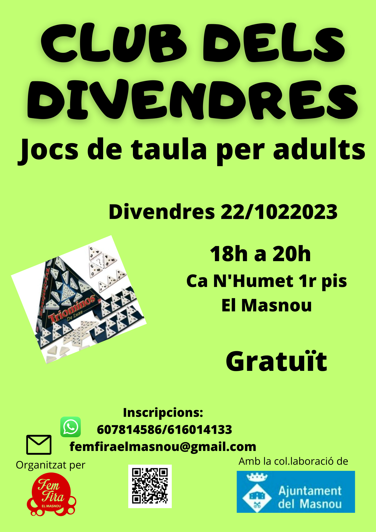 'CLUB DELS DIVENDRES. JOCS DE TAULA PER ADULTS.'