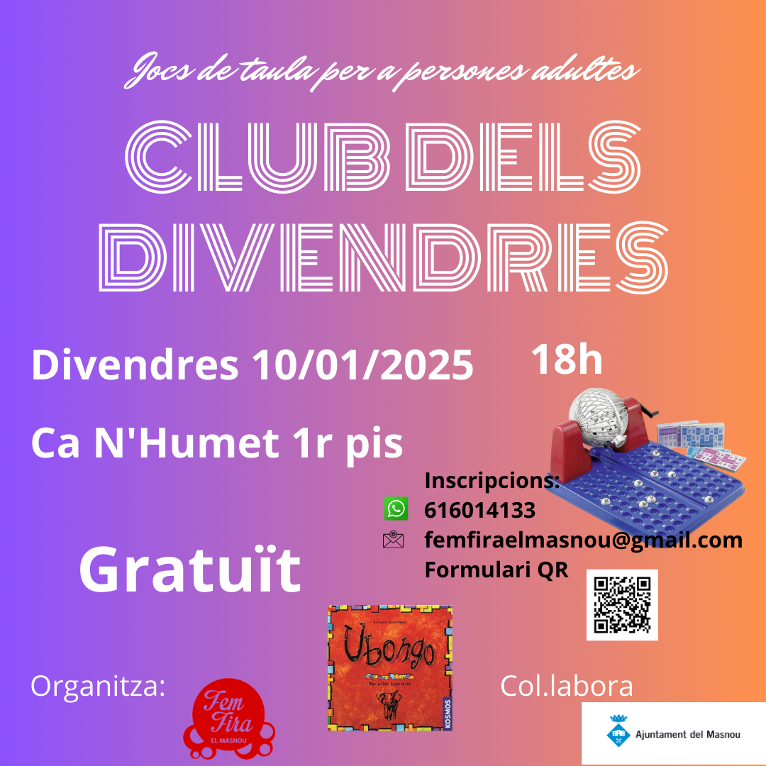 'CLUB DELS DIVENDRES. Jocs de taula per a persones adultes'
