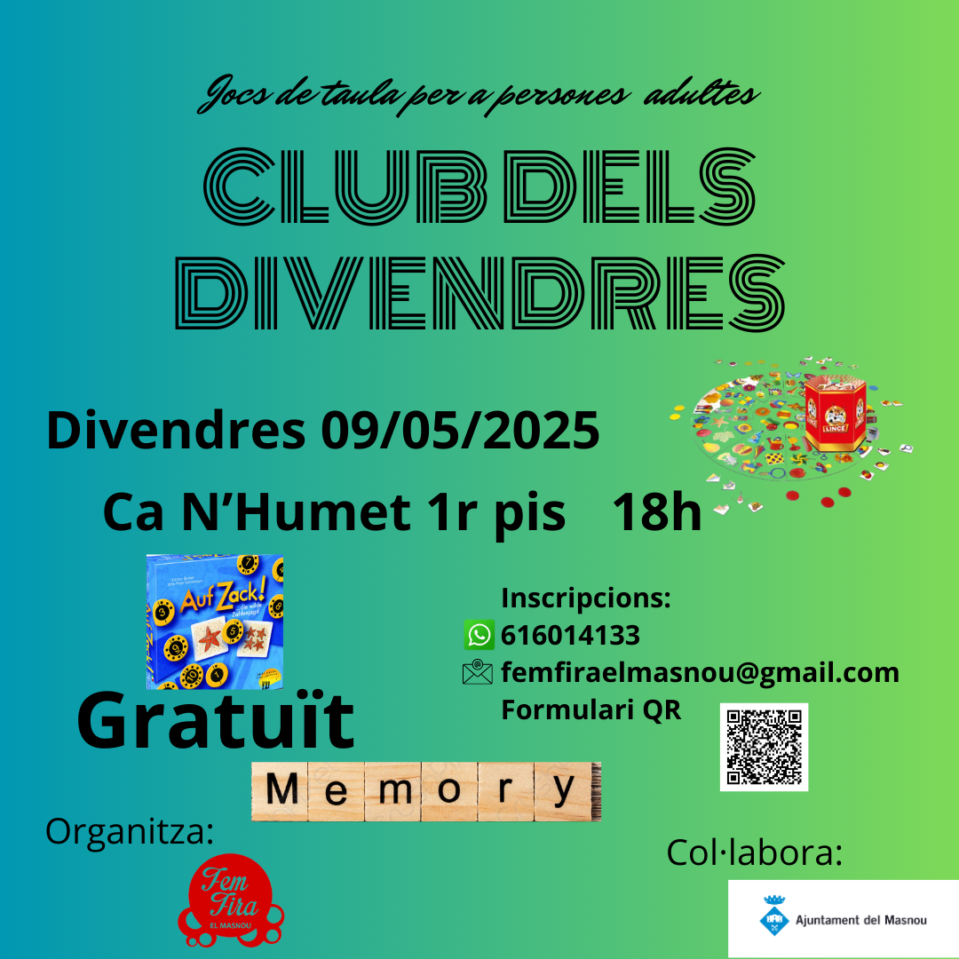 'CLUB DELS DIVENDRES. JOCS DE TAULA PER A PERSONES ADULTES'