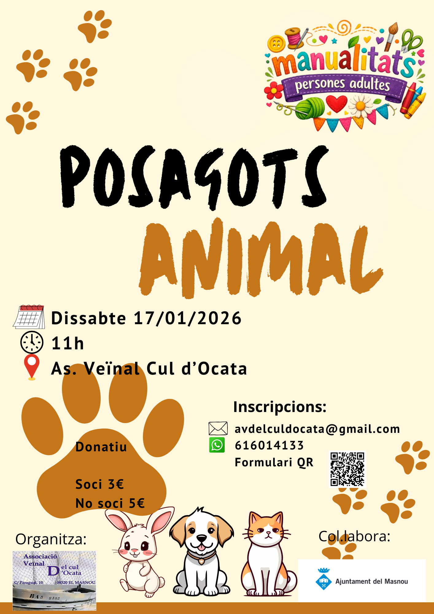 'POSAGOTS ANIMALS. Taller manualitats per a persones adultes'