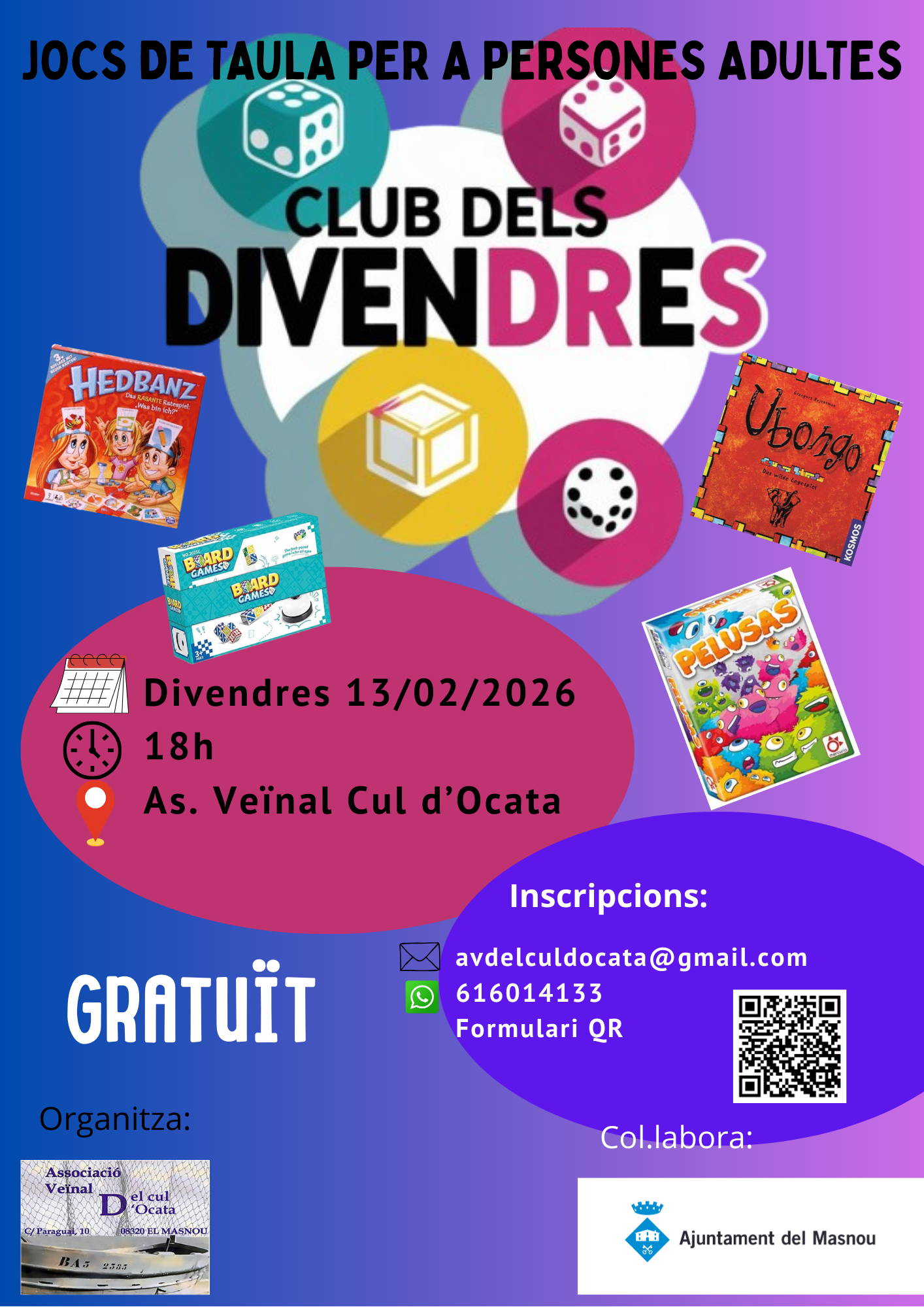 'CLUB DELS DIVENDRES. Jocs de taula per a persones adultes'