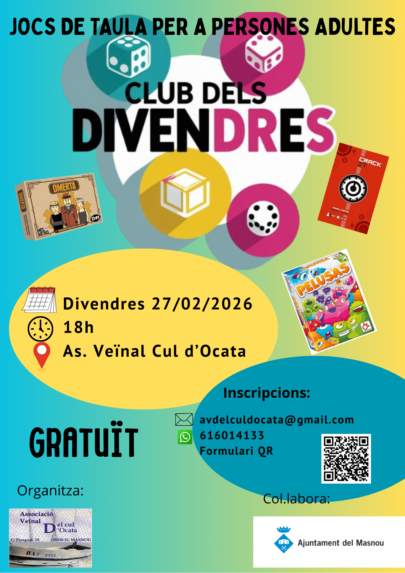 'CLUB DELS DIVENDRES. Jocs de taula per a persones adultes'