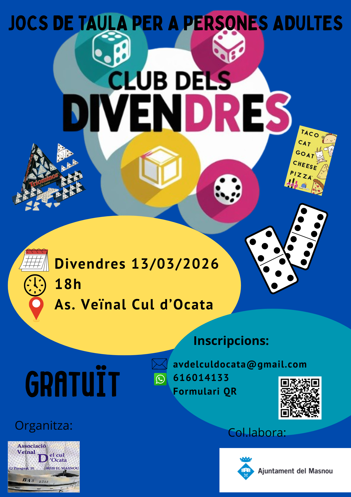 'CLUB DELS DIVENDRES. Jocs de taula per a persones adultes'