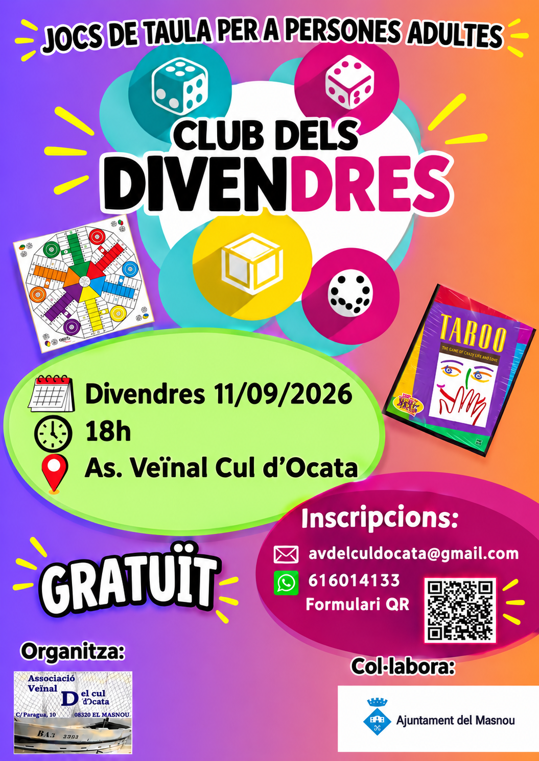 'CLUB DELS DIVENDRES. Jocs de taula per a persones adultes'