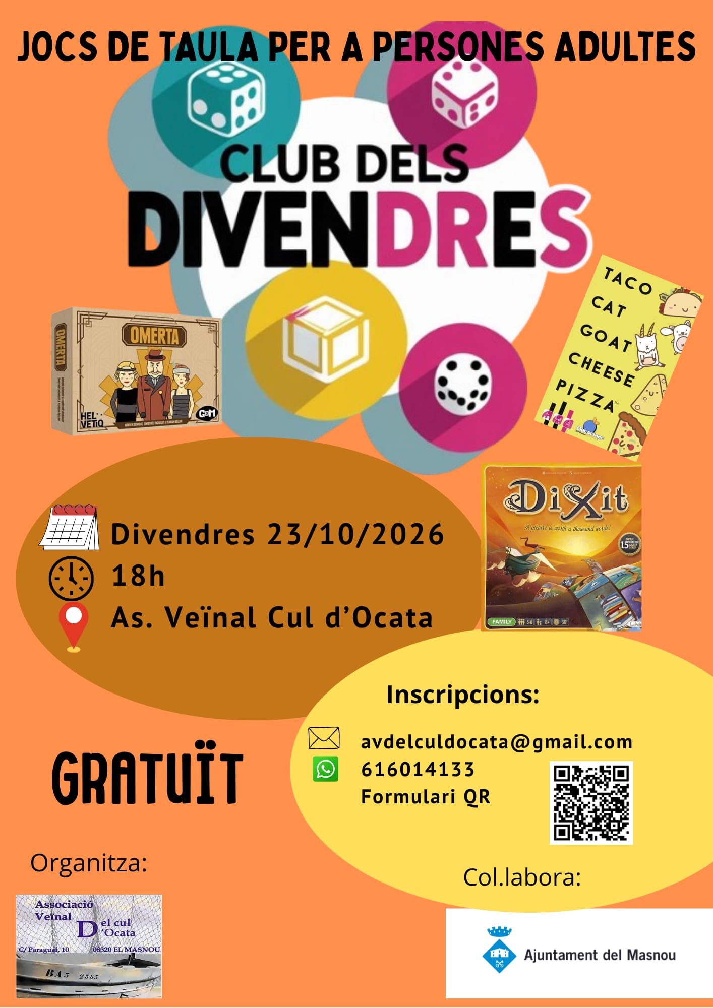 'CLUB DELS DIVENDRES. Jocs de taula per a persones adultes'