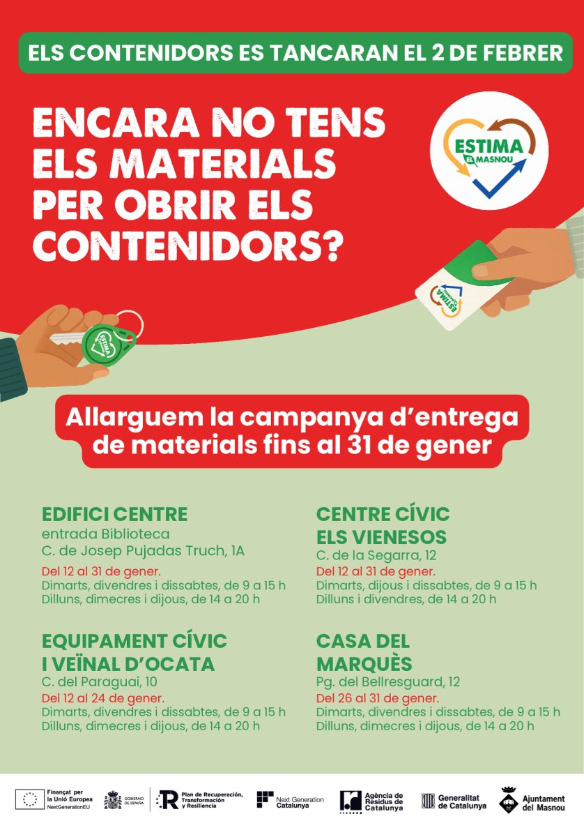 Cartell. Calendari obertura oficines de lliurament dels dispositius.