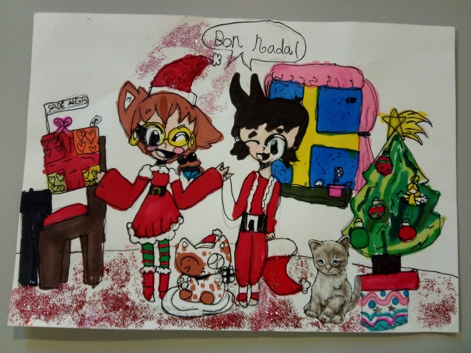 Obra de Sadé Kasun (Escola Lluís Millet) Guanyadora del XVII Concurs escolar de postals de Nadal