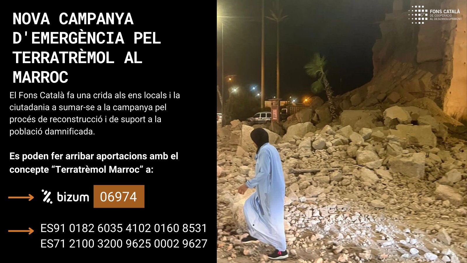 El Masnou dona suport a la població víctima del terratrèmol al Marroc