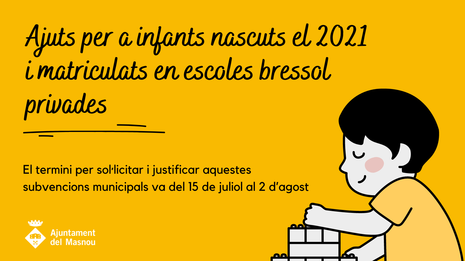 Ajuts per a infants nascuts el 2021 i matriculats en escoles bressol privades