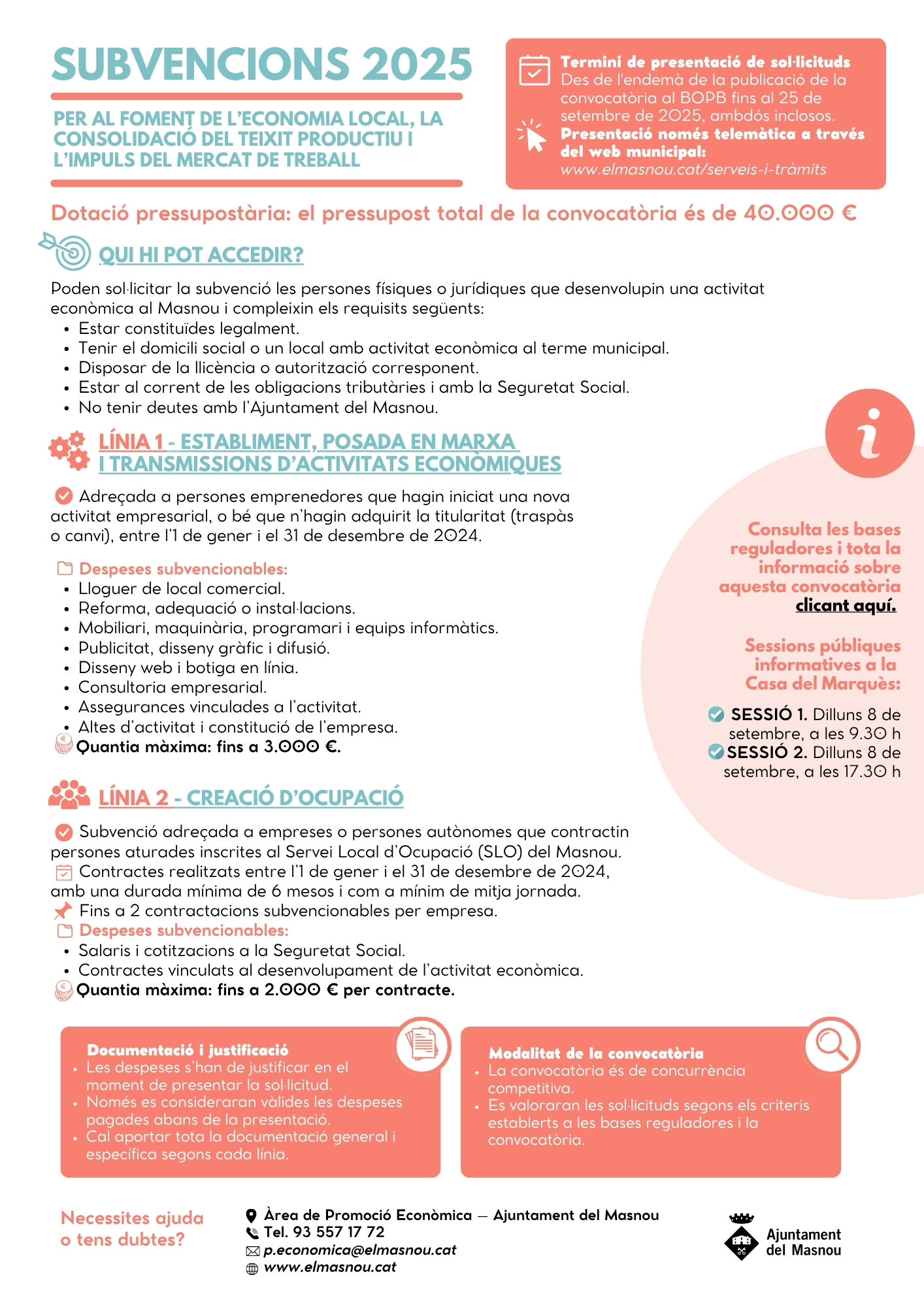 Infografia: Noves subvencions per al foment de l'economia local